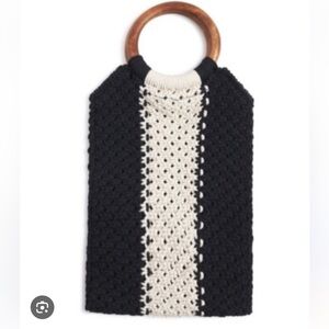 Curateur Laude the Label Gabby Macrame Black and White Crochet Handbag NWT